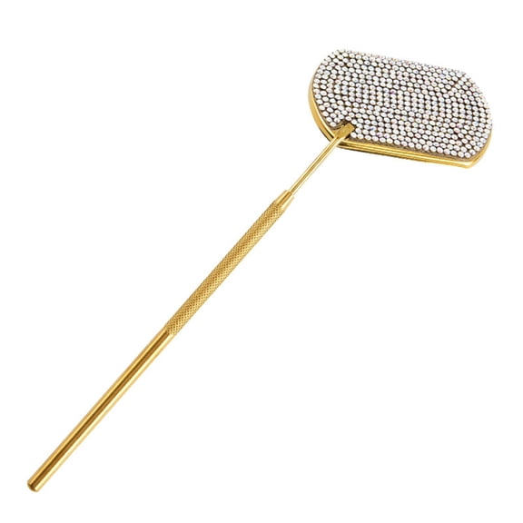 Eyelash Mirrored With Long Handle and Rhinesotne Decors Fashion Cosmetic Accesories For False Lashes Inspection
