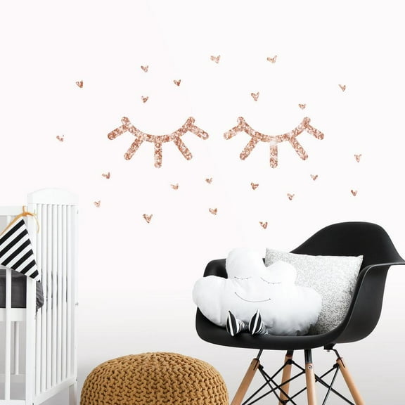 Eyelash Peel and Stick Wall Decals With Glitter