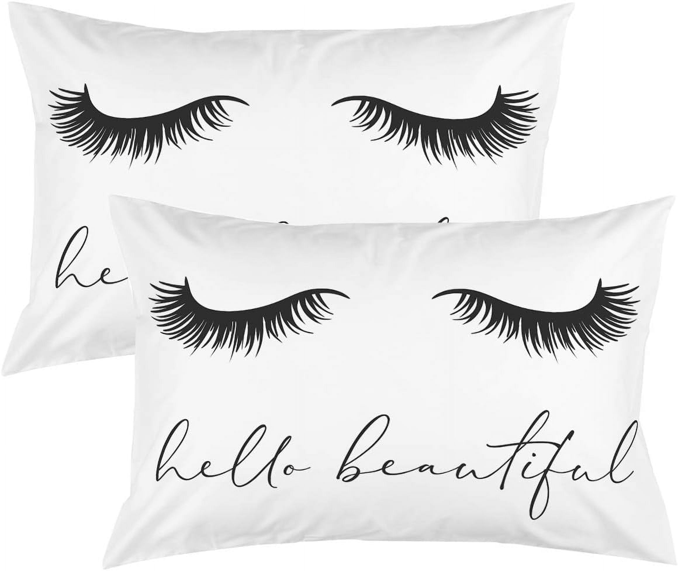 Eyelash Pillow Case Set Sleeping Eye Lashes Pillow Cases Cover Black White Bedroom Pillowcases