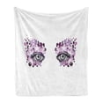 thumbnail image 1 of Eyelash Soft Flannel Fleece Blanket, Fantasy Look with Abstract Floral Makeup Design Dots Violet Summer Blossoms, Cozy Plush for Indoor and Outdoor Use, 50" x 70", Violet Lilac Grey, by Ambesonne, 1 of 5
