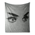 thumbnail image 1 of Eyelash Soft Flannel Fleece Blanket, Female Eyes Dramatic Looking Woman on Denim Texture Image Monochrome Grunge Display, Cozy Plush for Indoor and Outdoor Use, 50" x 70", Grey Black, by Ambesonne, 1 of 6