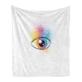 thumbnail image 1 of Eyelash Soft Flannel Fleece Throw Blanket, Eye Lively Colored Spring Nature Inspired Floral Creativity Inspiration, Cozy Plush for Indoor and Outdoor Use, 60" x 80", Multicolor, by Ambesonne, 1 of 5