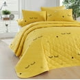 thumbnail image 1 of Eyelash Yellow Full/Queen Size Bedspread/Coverlet Set – 3 Piece Quilt Set with Pillowcases, All-Season Lightweight, Digitally Printed Design, 65% Cotton, Made in Turkey – Soft, Durable,, 1 of 3