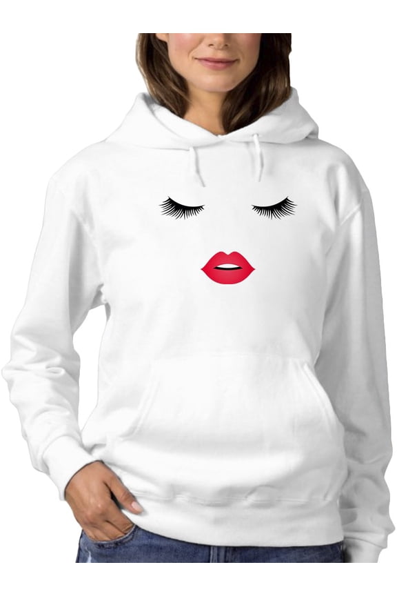 Eyelashes And Mouth Hoodie Women -GoatDeals Designs, Female Small