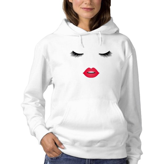 Eyelashes And Mouth Hoodie Women -GoatDeals Designs, Female XX-Large