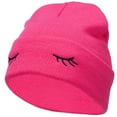 thumbnail image 1 of Eyelashes Embroidered 12 Inch Long Beanie - Magenta OSFM, 1 of 5