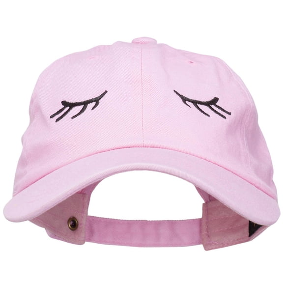Eyelashes Embroidered Unstructured Washed Cap - Lt Pink OSFM