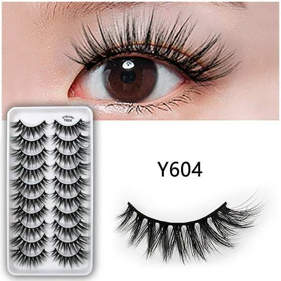 Eyelashes False Eyelashes Lashes Pack 10 Pairs 8D Dramatic Wispy Cat Eye Style Volume Multipack, Eyelashes Without Eyeliner
