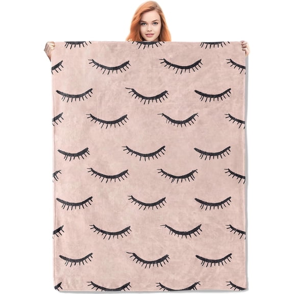 Eyelashes Flannel Blanket, Lash Gifts, BeautyThemed Blanket for Women, Soft Lightweight Lash Throw Blankets for Bed Home Decor 50×60