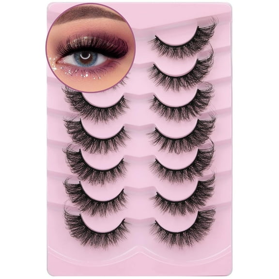 Eyelashes Mink Lashes Dramatic Full Volume False Eyelashes 6D Faux Mink Eye Lash 18mm Long Lashes Pack 8 Pairs by Winifred