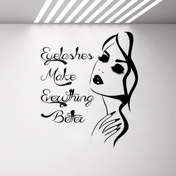 Eyelashes Wall Decal Eyelash Wall Sticker Lashes Decal Beauty Salon Window Decor Hair Salon Girls Bedroom Decals 50x42cm