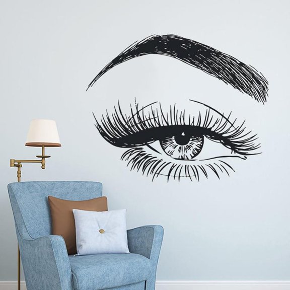 Eyelashes Wall Sticker Eyebrows Make Up Wall Decals Beauty Salon Decor Long Lashes Wall Mural Beauty Shop Wall Window Decor 57x47cm
