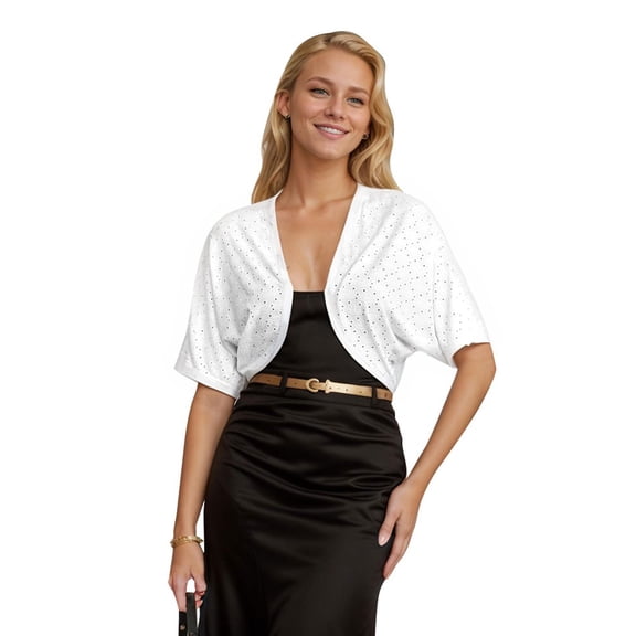 Eyelet Bolero Shrug – Women's Comfy Trendy Formal & Dressy Layering Shrug
