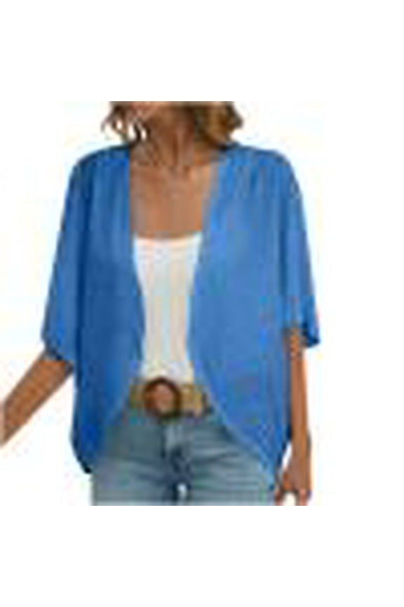 Eyelet Embroidery Cardigans for Women Lightweight Summer Shrugs Open Front Half Sleeve Casual Beach Cover Ups