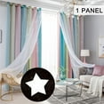 thumbnail image 1 of CUH Grommet Blackout Curtain Thermal Insulated Window Drapes Gradient Double Layer Room Darkening Curtain Hollow Out Stars Window Curtain For Kids Girl Bedroom Decor Pink W:52"xL:83", 1 of 11