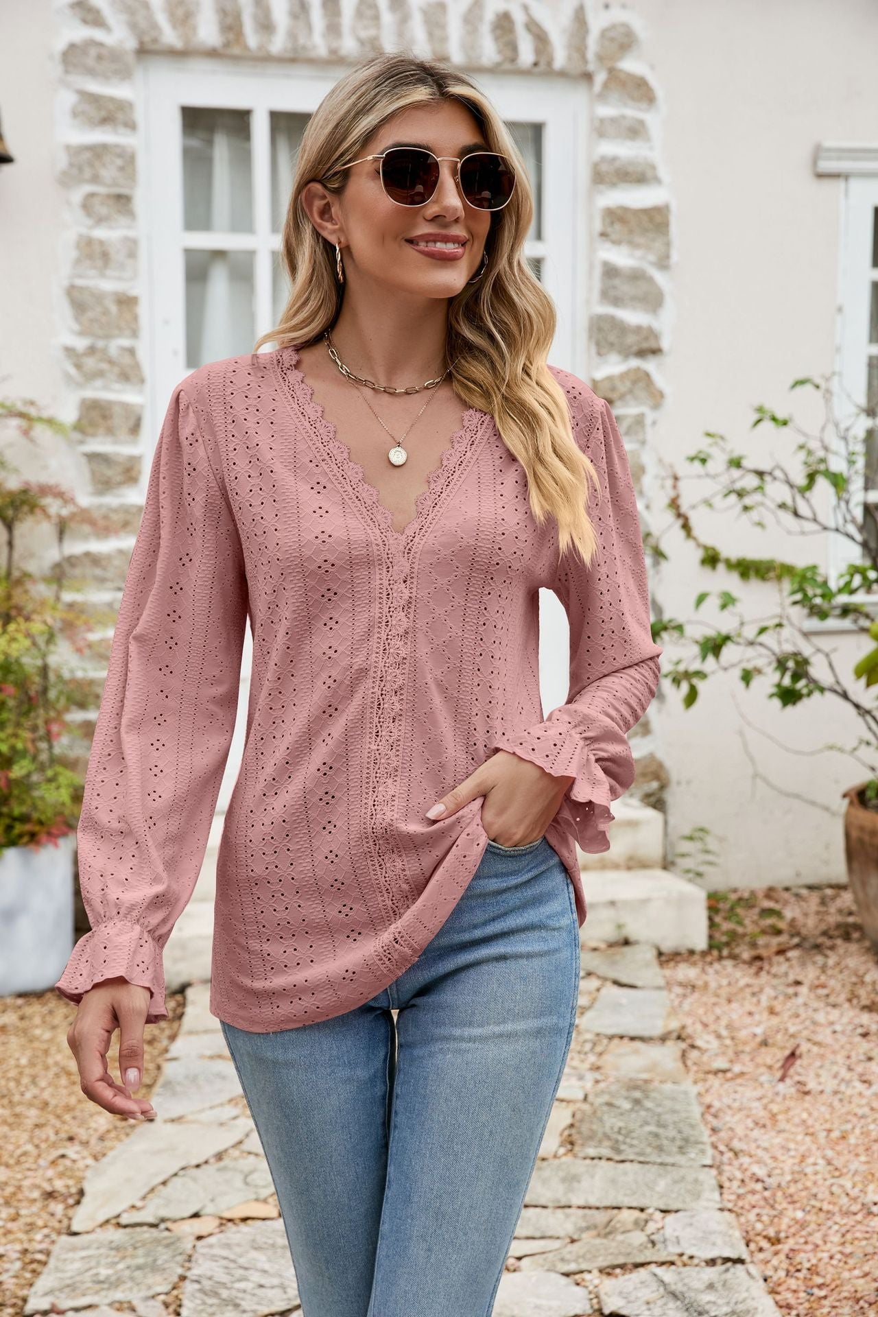 Flounce Sleeve Boxy Blouse main image 1
