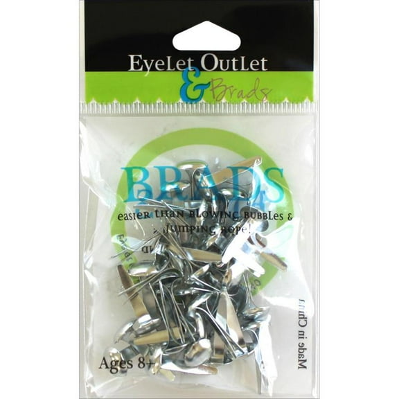 Eyelet Outlet Round Brads 8mm 40/Pkg-Silver