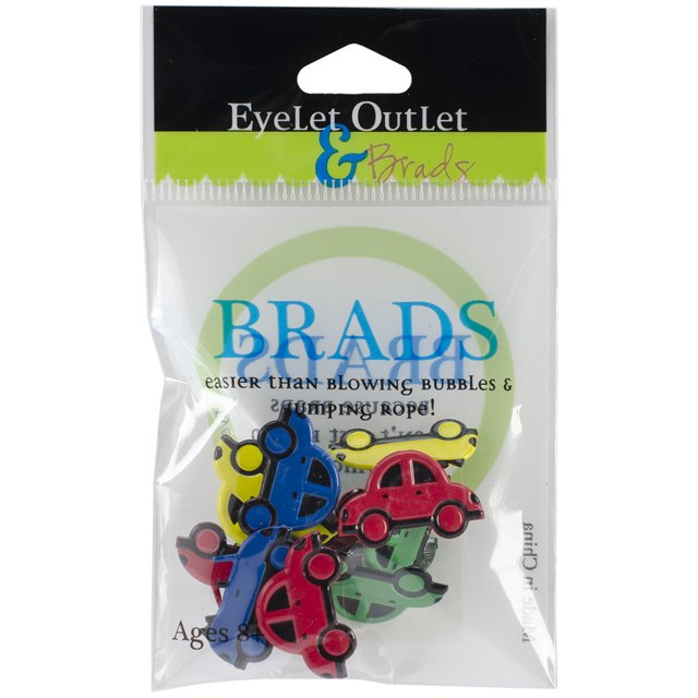 Eyelet Outlet Shape Brads 12/PkgCars, Pk 3, Eyelet Outlet