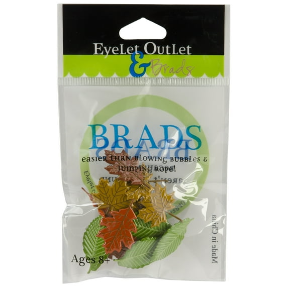 Eyelet Outlet Shape Brads 12/Pkg-Leaves