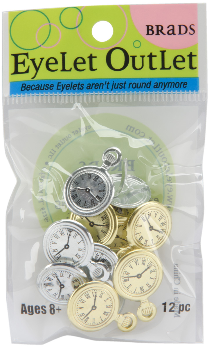 Eyelet Outlet Shape Brads 12/PkgPocket Watches
