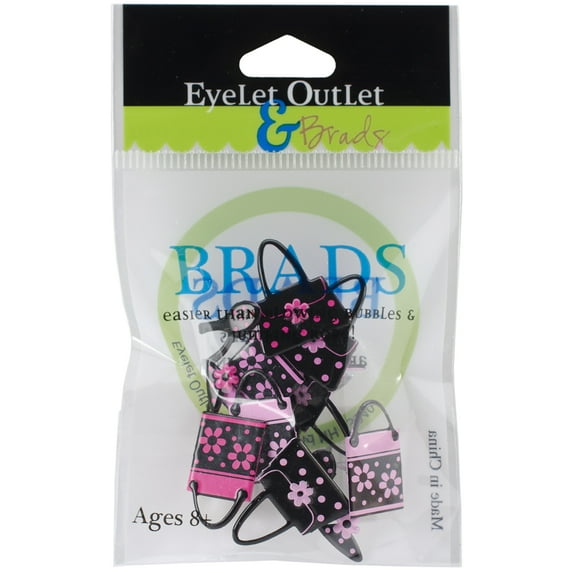 Eyelet Outlet Shape Brads 12/Pkg-Purses & Shoes, Pk 3, Eyelet Outlet