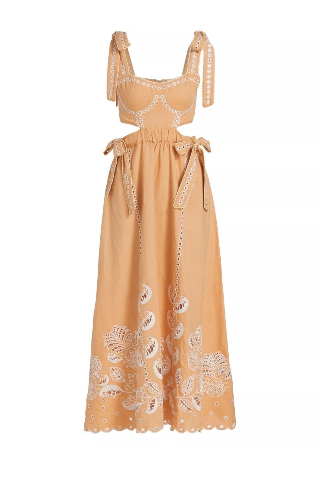 Authentic Farm Rio XL Midi-Dress - Gorgeous Dark Sand Beige with Eyelet  Pattern - Walmart.com