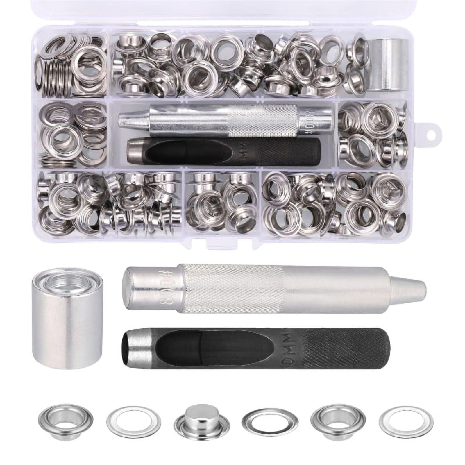 Eyelet Punch Kits, 120 Sets Metal Grommets Eyelets Kits with Hole Punch