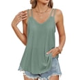 thumbnail image 1 of Eyelet Sleeveless Camisole Casual Spaghetti Strap Dark Green L, 1 of 9