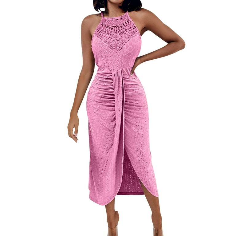 burberry halter dress ZAPAKA Women White Formal Dress with Flower Sheath Halter Ruched Long Beach  Dress main image 1