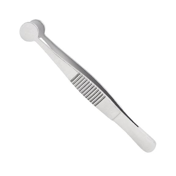 Eyelid Care Tool Stainless Steel Meibomian Gland Expressor Forceps, 10mm Oval Paddles, 14 Angled Precision Tweezer