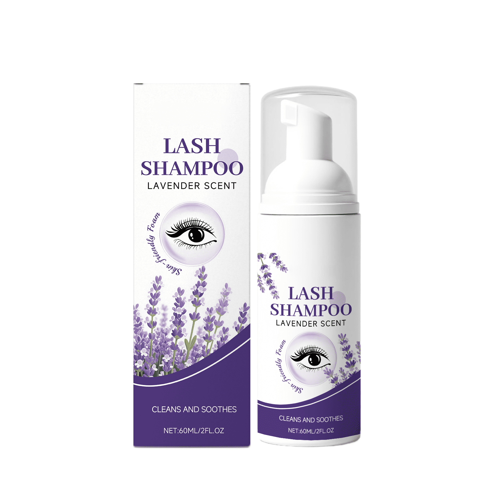 Eyelid Cleanser Foam, Lavender Oil Foaming Cleanser, Hydrating Hypoallergenic Daily Soap For Eyelashes and Lids, Daily Eyelid Wash to Remove Oil, Dust, Pollen & Eye Makeup, 2 Fl Oz