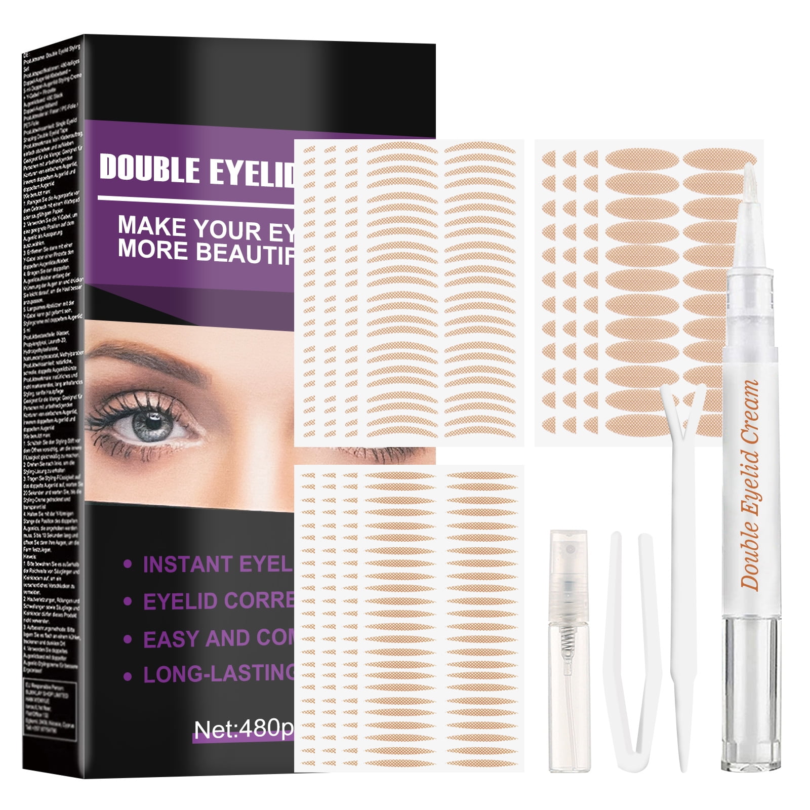 Eyelid Tapes, 480pcs Eyelid Lifter Strips, Invisible Waterproof Double
