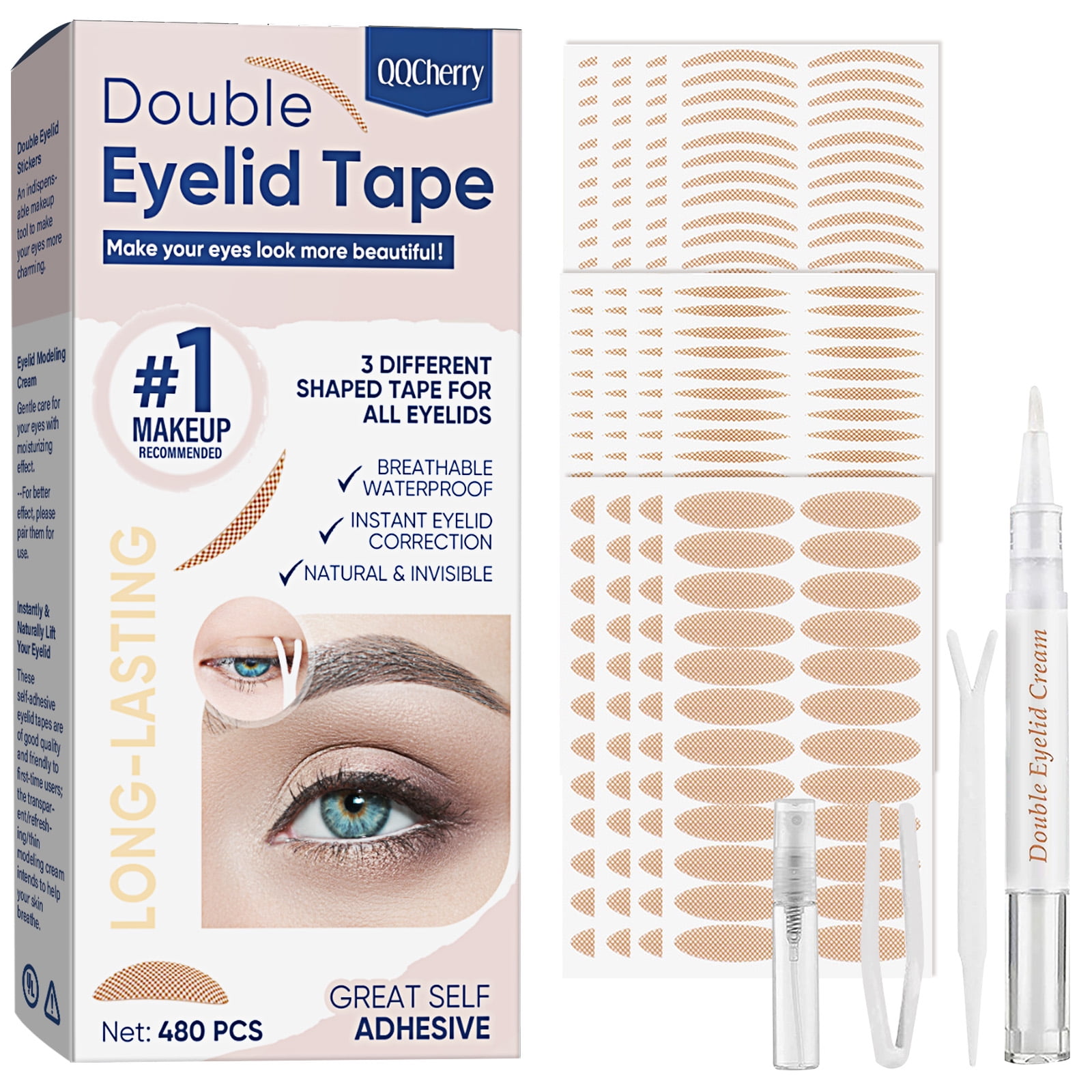 Eyelid Tapes, 480pcs Eyelid Lifter Strips, Invisible Waterproof Double