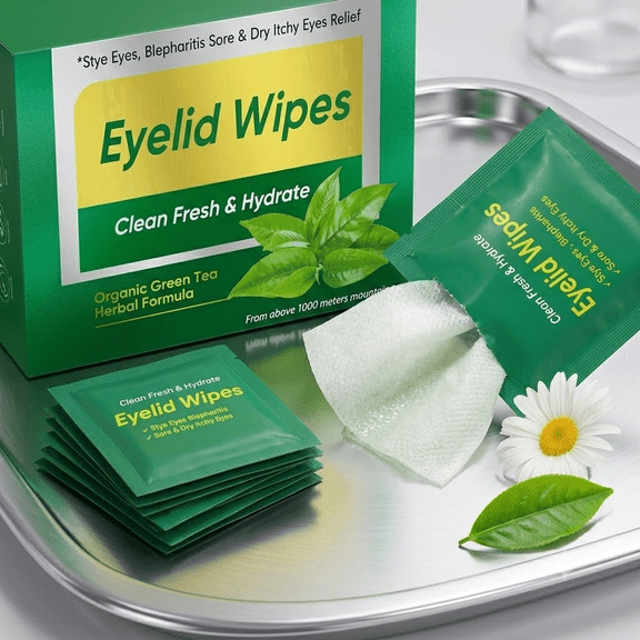 Eyelid Wipes, Eyelid Cleansing Wipes for Dry Eyes, Daily Gentle Eye Care for Sensitive Skin, Natural & Easy to Use, 100pcs