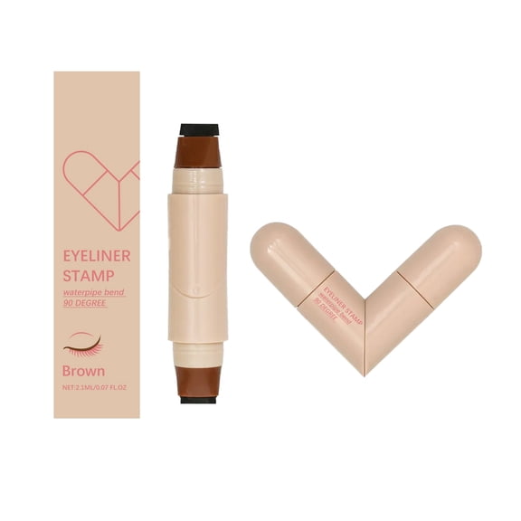Eyeliner Stamp Pen & Rotating Eyeliner Stamp Pen, Double-Ended Wing Eyeliner Stamp For Easy Precision & Long-Lasting Wear, Brown