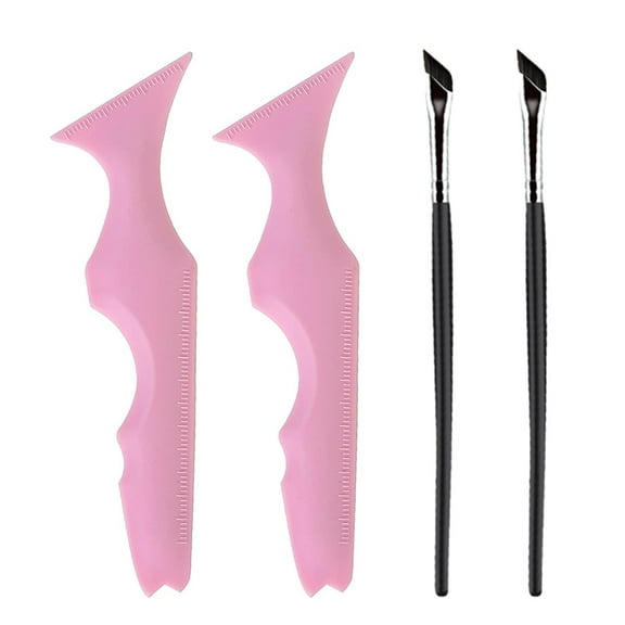 Eyeliner Stencils Reusable Silicone Multi-Purpose Eye Makeup Tool for Winged Eyeliner, 5 in1 Aid Eyebrow Pencil Stencil for Beginners Makeup Tools With Angled Eyeliner Brush