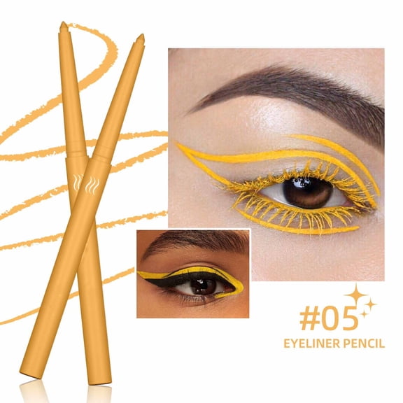 Eyeliner Waterproof,Waterproof Eyeliners,Color Matte Eyeliner Pencil Set,Gel Eyeliner for Mature Women, Round Tip Design - Waterproof, Sweat and Smudge Resistant Precision Eyeliner(Yellow)
