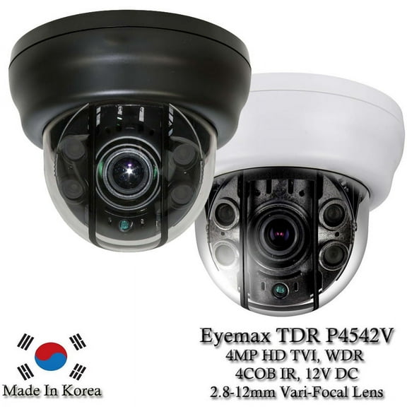 Eyemax Superdome Series Indoor IR Dome 4MP HD-TVI Camera TDR-P4542V, 2.8-12mm 12V DC ( Made In Korea ) Black Case