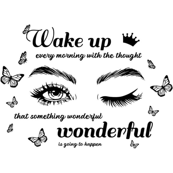 Eyes Butterflies Wall Decals Wake Up Thought Something WonderfulWall Decals Motivational Quotes Wallpaper for Bedroom Group Dormitory Single Apartment Home Decor Wall Sticker Vinyl Transfer BlackDIY
