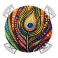 thumbnail image 1 of Eyes Feather Elastic Fitted Round Table Cover Abstract Art Colorful Waterproof Outdoor Tablecloth for Holiday Party, Picnic, Patio & Dining Fits Tables Up to 45"-54", 1 of 8