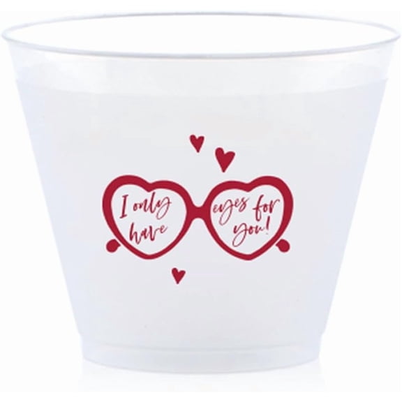 Eyes For You Valentine's Day Frosted Plastic Cups 12oz, Set of 12
