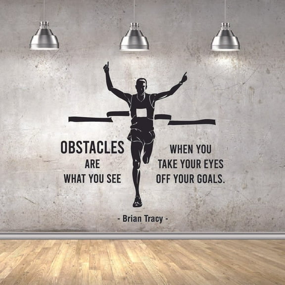 Eyes Off Your Goals Marathon Running Motivation Quote Wall Sticker Art Decal for Girls Boys Room Bedroom Gym Studio Garage House Fun Home Decor Stickers Wall Art Vinyl Decoration Size (40x40 inch)