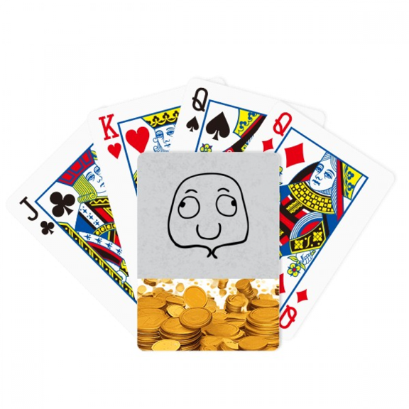 Eyes Look Both Sides Face Cartoon Gold Playing Card Classic Game