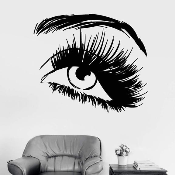 Eyes Vinyl Wall Decal Beautiful Eye Eyelashes Makeup Fashion Beauty Salon Stickers Removable Art Mural For Girls Bedroom 50x42cm