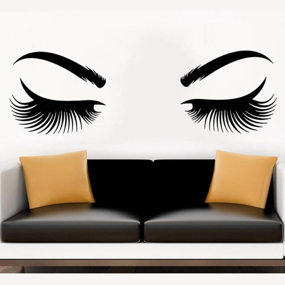 Eyes Wall Sticker Vinyl Sticker Eyelash Master Make Up Wall Decals Eyebrow Master Mirror Stickers for Beauty Salon Decor 58x19cm