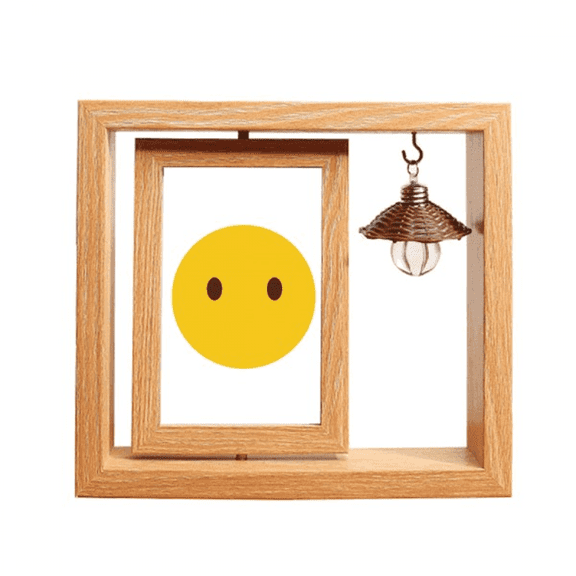 Eyes Yellow Cute Online Chat Face Cartoon Wooden Rotating Picture Photo Frame 4x6
