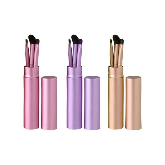 Eyeshadow Cosmetic Brushes Set with Tin Cylinder Case 5 Piece