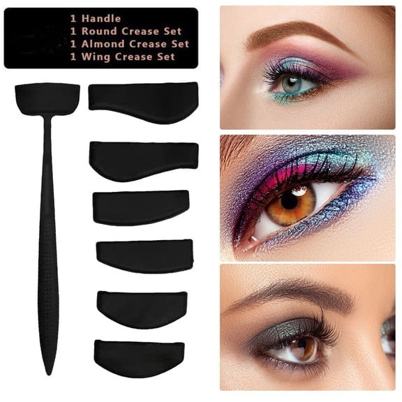 Eyeshadow Crease Line Kit - Reusable Silicone Eyeshadow Stamp Set, Cut Crease Makeup Tool, Precision Eyeshadow Guide, Round Almond Wing Shapes, Portable Beauty Kit for Beginners Makeup Artists