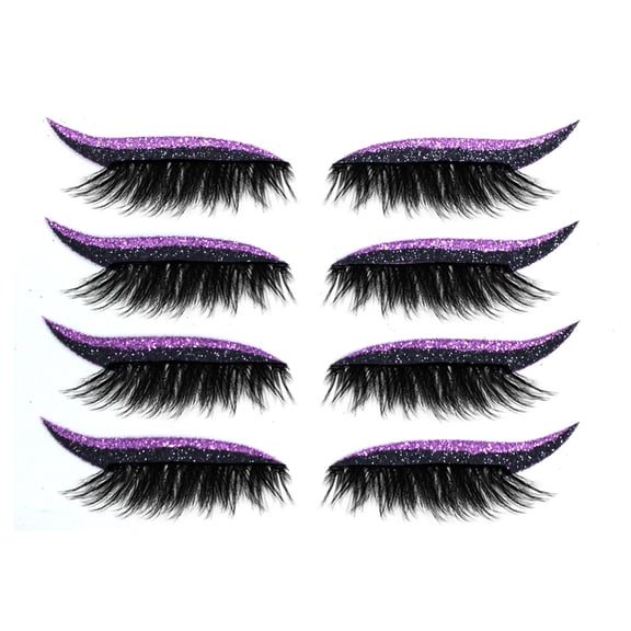 Eyeshadow, Eyeliner, Eyelash Stickers Awwp Clear Out Stock 2 in 1Reusable Eyeliner and Eyelash Stickers Reusable Eyeliner Stickers Eyelashe, False Eyelashes Purple Eyelashes