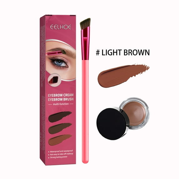 Eyeshadow and Eyeshadow Brush, Multifunctional Angled Brow Brush for Defining and Filling Brows, Soft Synthetic Fibers, Ergonomic Wooden Handle, Durable Aluminum Ferrule, Travel Cosmetic Makeup Tool